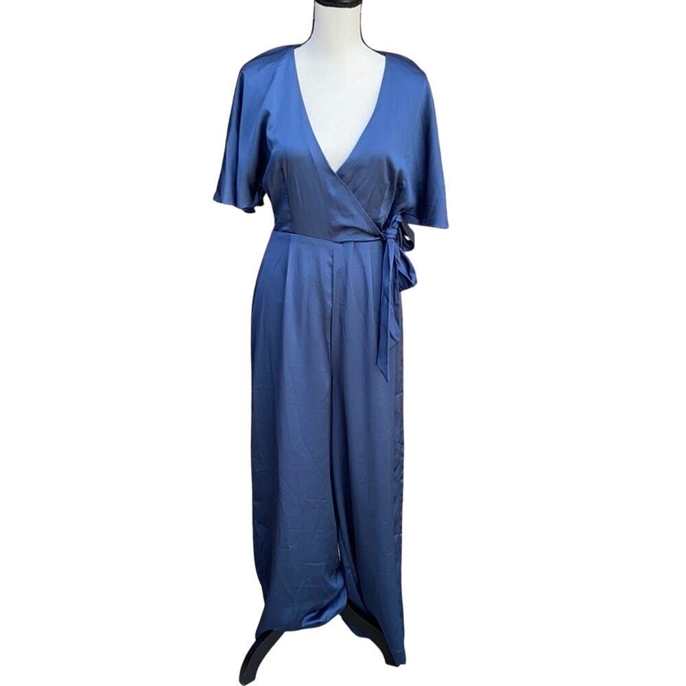 Keepsake The Label Raindrops Jumpsuit NWT Midnight Navy Blue Wide Leg Medium